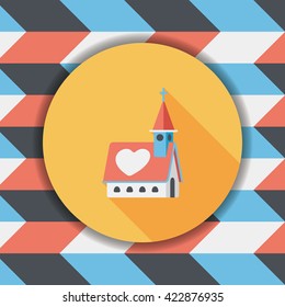 wedding church flat icon with long shadow,eps10