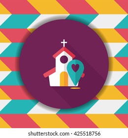 wedding church flat icon with long shadow,eps10