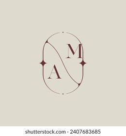 AM wedding classic in elegant monogram with high quality professional design that will print well
