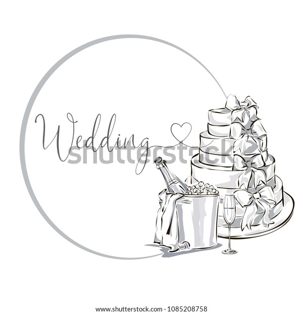 Wedding Clip Art Set Champagne Bottle Stock Vector Royalty Free 1085208758