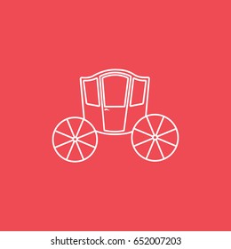 Wedding Coach Line Icon On Red Background