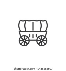 Wedding Coach line icon. Stagecoach linear style sign for mobile concept and web design. Horse carriage wagon outline vector icon. Symbol, logo illustration. Vector graphics