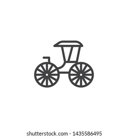 Wedding Coach line icon. Vintage transport, wagon linear style sign for mobile concept and web design. Horse Coach, retro carriage outline vector icon. Symbol, logo illustration. Vector graphics