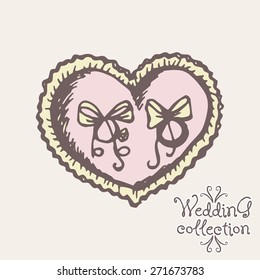 Wedding collection. Wedding cushion for rings. Vector illustration