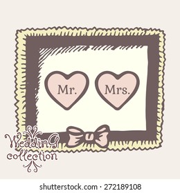 Wedding collection. Wedding Frame for rings. Vector illustration