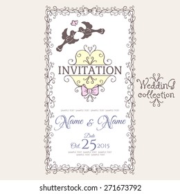 Wedding collection. Invitation design template. Vector illustration