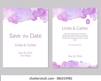 Wedding Collection. Wedding invitations with watercolor elements