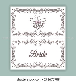 Wedding collection. Name Cards design template. Vector illustration