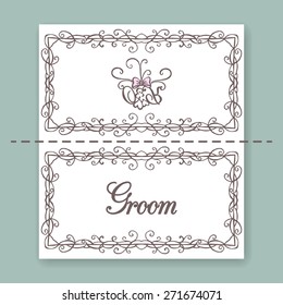 Wedding collection. Name Cards design template. Vector illustration