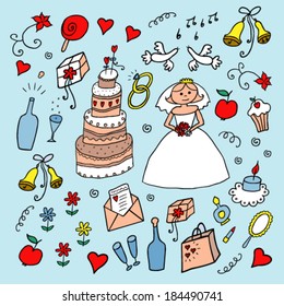 Wedding color hand drawn set