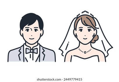 Ilustración vectorial de iconos de color de boda