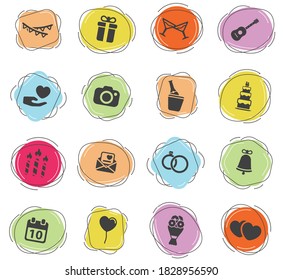 Wedding color vector icons for web and user interface