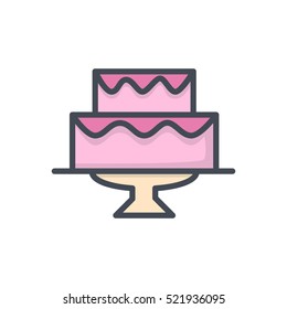 Wedding Colored Icon Filled Cake