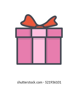 Wedding Colored Icon Filled Gift present box