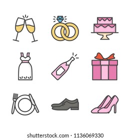 Wedding colored outline icon