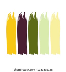 Wedding colors palette. Vector paint strokes set. Different color spots Isolated on white background. Selection of color for guests clothes. For Wedding dress code card. Trendy colors of season