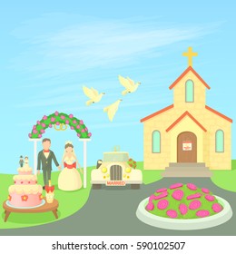 Wedding concept. Cartoon illustration of wedding vector concept for web
