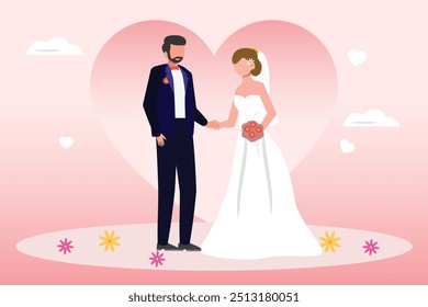 Conceito de casamento. Ilustração vetorial plana colorida isolada.