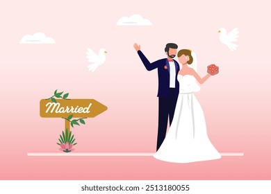 Conceito de casamento. Ilustração vetorial plana colorida isolada.