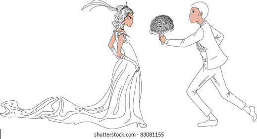 Wedding concept couple illustration vector