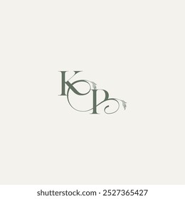 wedding concept monogram elegant and elegant logo PK organic hairline logotype letter