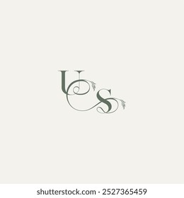 monograma conceito de casamento logotipo elegante e elegante SU orgânico hairline logotipo letra