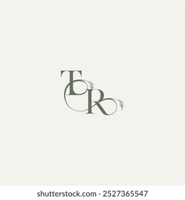 monograma conceito de casamento logotipo elegante e elegante RT orgânico hairline logotipo letra