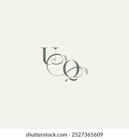 wedding concept monogram elegant and elegant logo QU organic hairline logotype letter