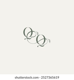 monograma conceito de casamento logotipo elegante e elegante QQ orgânico hairline logotipo letra