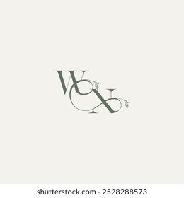 concepto de boda monograma elegante y elegante logo NW Logotipo de línea de cabello orgánico letra