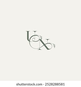 monograma de conceito de casamento logotipo elegante e elegante NU carta de logotipo de linha de cabelo orgânica