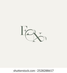concepto de boda monograma elegante y elegante logo NE Logotipo de línea de cabello orgánico letra