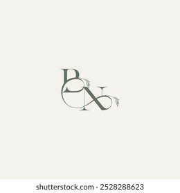 wedding concept monogram elegant and elegant logo NB organic hairline logotype letter