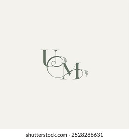 monograma de conceito de casamento logotipo elegante e elegante MU orgânico hairline logotipo letra