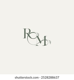 wedding concept monogram elegant and elegant logo MR organic hairline logotype letter