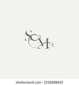 wedding concept monogram elegant and elegant logo MS organic hairline logotype letter