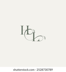 monograma conceito de casamento logotipo elegante e elegante LH orgânico hairline logotipo letra