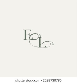 wedding concept monogram elegant and elegant logo LE organic hairline logotype letter