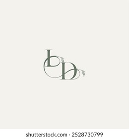 monograma de conceito de casamento logotipo elegante e elegante DI orgânico hairline logotipo letra