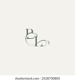 concepto de boda monograma elegante y elegante logo LB orgánica hairline logo letra