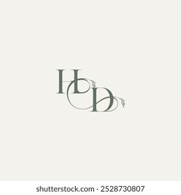Hochzeitskonzept Monogramm elegantes und elegantes Logo DH Bio-Haaransatz