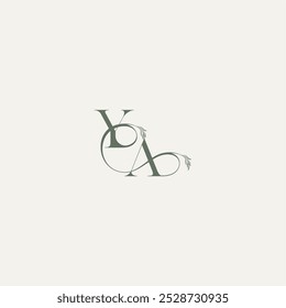 concepto de boda monograma elegante y elegante logo AY orgánica hairline logo letra