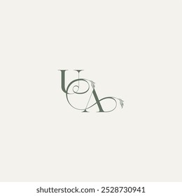 monograma de conceito de casamento logotipo elegante e elegante AU carta de logotipo de linha de cabelo orgânica