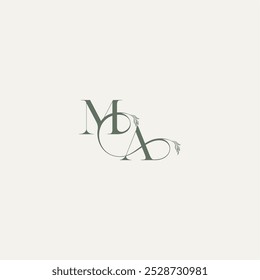 wedding concept monogram elegant and elegant logo AM organic hairline logotype letter