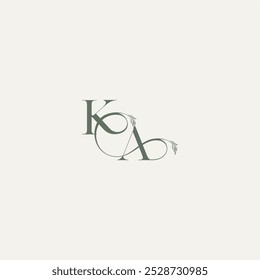monograma conceito de casamento logotipo elegante e elegante AK carta de logotipo orgânico de linha de cabelo