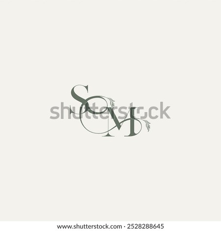 wedding concept monogram elegant and elegant logo MS organic hairline logotype letter