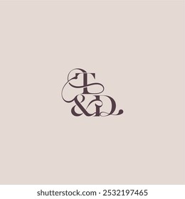 wedding concept monogram elegant and luxury concept TD bold serif initial calligraphy letter