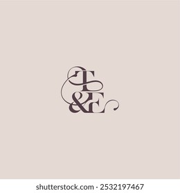 wedding concept monogram elegant and luxury concept TE bold serif initial calligraphy letter