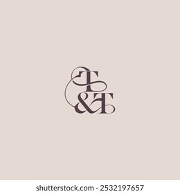 monograma de conceito de casamento conceito elegante e luxuoso TT negrito serif letra de caligrafia inicial