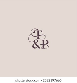 concepto de boda monograma elegante y concepto de lujo TP letra de caligrafía inicial en negrita serif